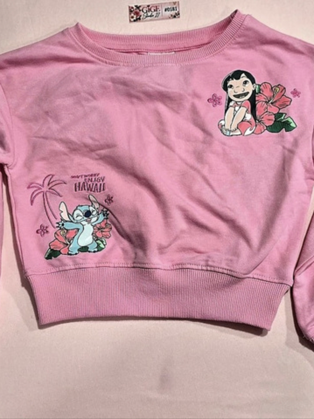 Disney Girls' Disney Lilo & Stitch Front and Back Graphic French Terry Fleece